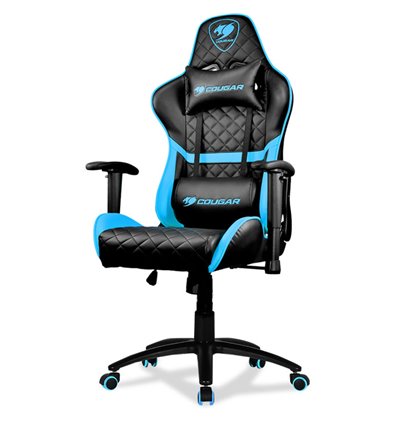 Кресло COUGAR ARMOR One Sky Blue компьютерное игровое, экокожа, цвет черный/голубой