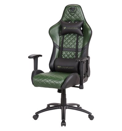 Кресло COUGAR ARMOR One X компьютерное игровое, экокожа, цвет черный/зеленый