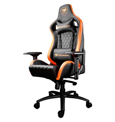 Кресло COUGAR ARMOR S Black-Orange компьютерное игровое, экокожа, цвет черный/оранжевый