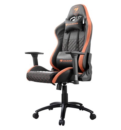 Кресло COUGAR Rampart Black-Orange компьютерное игровое, экокожа/ткань, цвет черный/оранжевый
