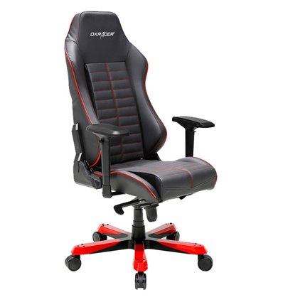 Кресло DXRacer OH/IS188/NR Iron Series, компьютерное, натуральная кожа, цвет черный/красный