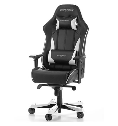 Кресло DXRacer OH/KS57/NW King Series, компьютерное, экокожа, цвет черный/белый