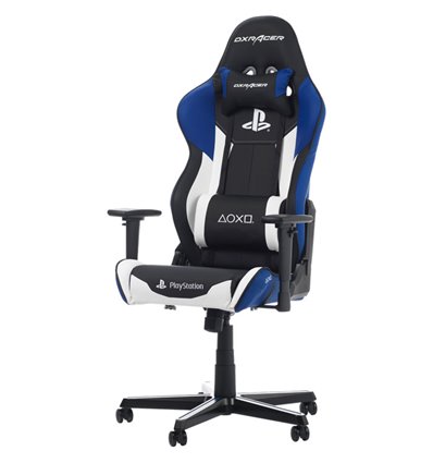 Кресло DXRacer OH/RZ90/INW PlayStation Racing Series, компьютерное, экокожа, цвет черный/белый/синий