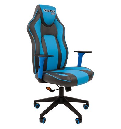 Кресло CHAIRMAN GAME 23 Blue геймерское, экокожа, цвет серый/голубой