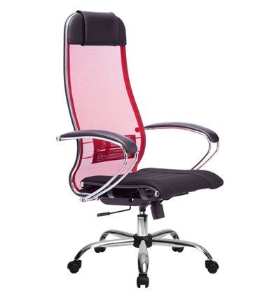 Кресло Метта Комплект 3 красный для руководителя, сетка/ткань