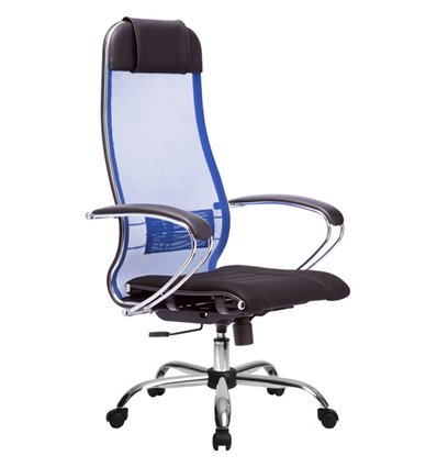 Кресло Метта Комплект 3 синий для руководителя, сетка/ткань