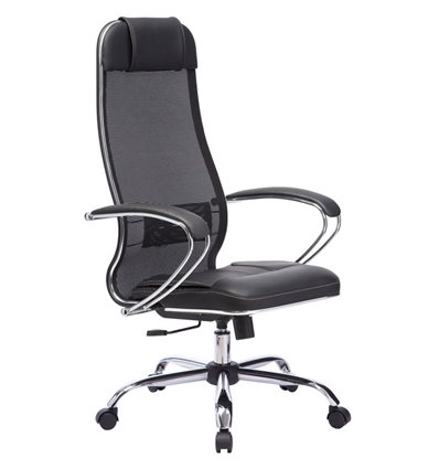 Кресло Метта Комплект 5 черный для руководителя, сетка/NewLeather