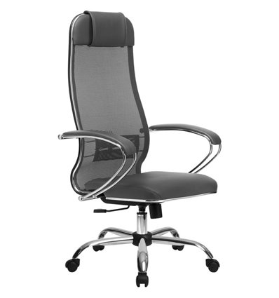 Кресло Метта Комплект 5.1 светло-серый для руководителя, сетка/NewLeather