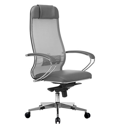 Кресло Samurai Comfort-1.01 светло-серый для руководителя, сетчатая спинка