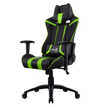 Кресло AeroCool AC120C AIR-BG, геймерское, экокожа, цвет черный/зеленый