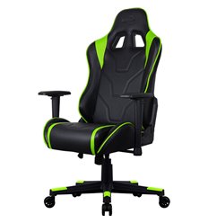 Кресло AeroCool AC220 AIR-BG, геймерское, экокожа, цвет черный/зеленый