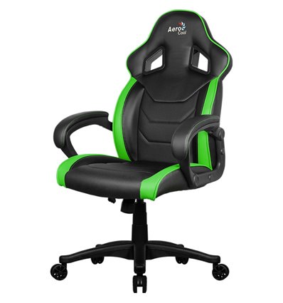 Кресло AeroCool AC60C AIR-BG, геймерское, экокожа, цвет черный/зеленый