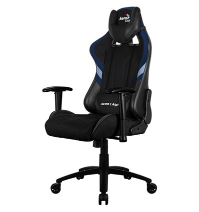 Кресло AeroCool AERO 1 Alpha black/blue, геймерское, ткань/экокожа, цвет черный/синий