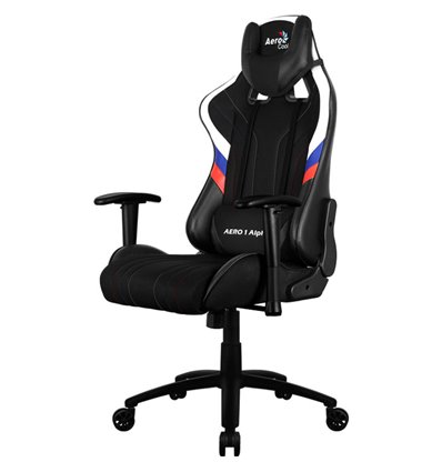 Кресло AeroCool AERO 1 Alpha RUS, геймерское, ткань/экокожа, цвет черный/триколор
