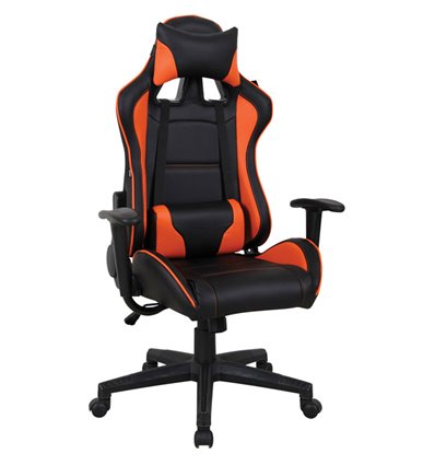Кресло BRABIX GT Racer GM-100 игровое, две подушки, экокожа, черное/оранжевое