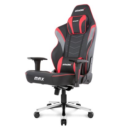 Кресло AKRacing MAX Black/Red, геймерское, экокожа, цвет черный/красный/серый