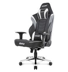 Кресло AKRacing MAX Black/White, геймерское, экокожа, цвет черный/белый/серый