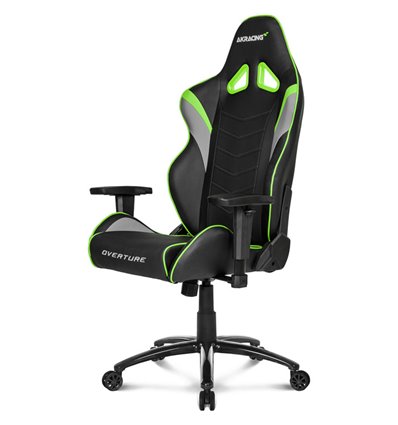 Кресло AKRacing OVERTURE Black/Green, геймерское, экокожа, цвет черный/зеленый/серый