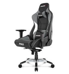 Кресло AKRacing PRO Black/Grey, геймерское, экокожа, цвет черный/серый/белый