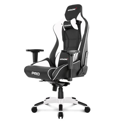 Кресло AKRacing PRO Black/White, геймерское, экокожа, цвет черный/белый