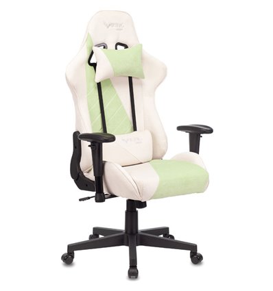 Кресло Бюрократ VIKING X Fabric GREEN игровое, ткань, цвет белый/зеленый