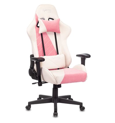 Кресло Бюрократ VIKING X Fabric PINK игровое, ткань, цвет белый/розовый