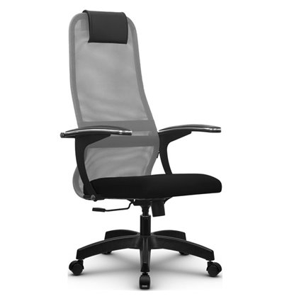 Кресло Метта SU-BM-8 светло-серый для руководителя, сетка/ткань