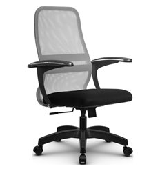 Кресло для руководителя Метта SU-СU160-8 PL светло-серый, сетка/ткань, крестовина пластик, топган фото 1