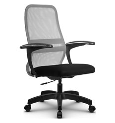 Офисное кресло Метта SU-СU160-8P PL светло-серый, сетка/ткань, крестовина пластик, пиастра фото 1