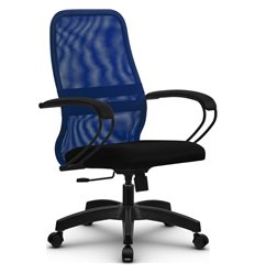 Ортопедическое кресло руководителя Метта SU-CP-8 (SU-СК130-8) PL синий, сетка/ткань, крестовина пластик, топган фото 1