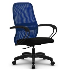 Ортопедическое кресло руководителя Метта SU-CP-8P (SU-СК130-8P) PL синий, сетка/ткань, крестовина пластик, пиастра фото 1