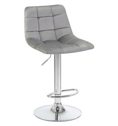 Барный стул DOBRIN Tailor LM-5017 серый велюр, основание хром фото 1