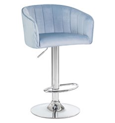 Барный стул DOBRIN Darcy LM-5025 серо-голубой велюр, основание хром фото 1