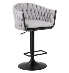 Барный стул DOBRIN Leon LM-9690 серый, ткань, черная сталь фото 1