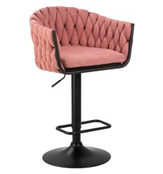Барный стул DOBRIN Leon LM-9690 розовый, ткань, черная сталь фото 1