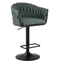 Барный стул DOBRIN Leon LM-9690 зеленый, ткань, черная сталь фото 1