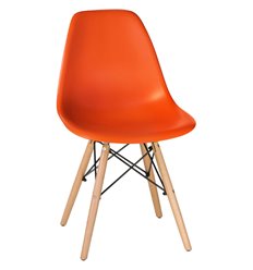 Стул Eames LMZL-PP638 оранжевый пластик, ножки светлый бук