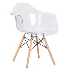 Стул Eames DAW LMZL-PP620 прозрачный пластик, ножки светлый бук