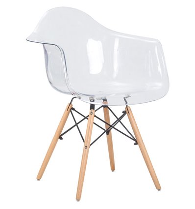 Стул Eames DAW LMZL-PP620 прозрачный пластик, ножки светлый бук