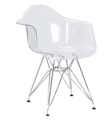 Стул Eames DAW LMZL-PP620B прозрачный пластик, ножки хром фото 1