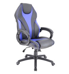 Кресло EVERPROF Wing TM Blue игровое, экокожа, цвет черный/синий