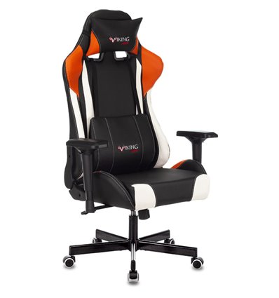 Кресло Zombie VIKING TANK ORANGE игровое, экокожа, цвет черный/оранжевый/белый