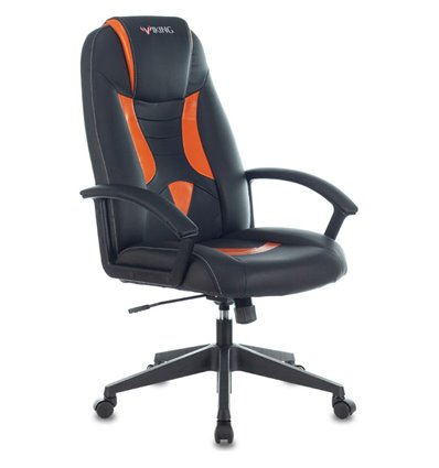 Кресло Zombie VIKING-8/BL+OR игровое, экокожа, цвет черный/оранжевый