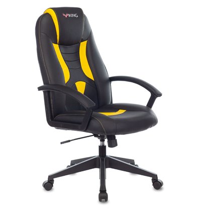 Кресло Zombie VIKING-8/BL+YELL игровое, экокожа, цвет черный/желтый