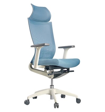 Кресло Schairs ZEN2 - M01W для руководителя, эргономичное, сетка/ткань, цвет серебристо-голубой