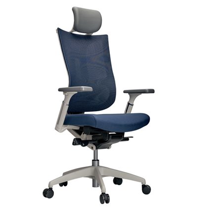 Кресло Schairs TONE-M01W blue для руководителя, эргономичное, сетка/ткань, цвет синий