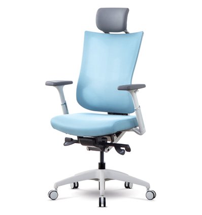 Кресло Schairs TONE-M01W silver blue для руководителя, эргономичное, сетка/ткань, цвет серебристо-голубой