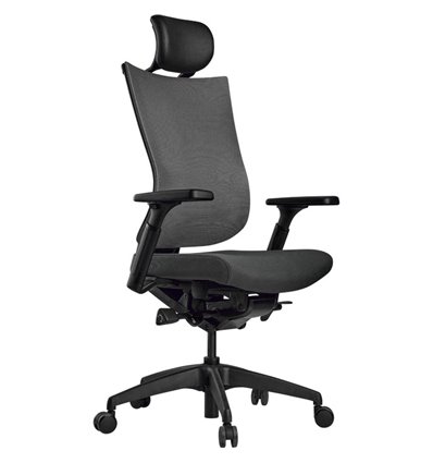 Кресло Schairs TONE-M01B grey для руководителя, эргономичное, сетка/ткань, цвет серый