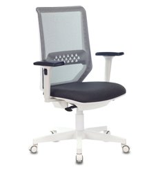 Кресло Бюрократ MC-W611N/DG/417G для руководителя, белый пластик, сетка/ткань, цвет серый
