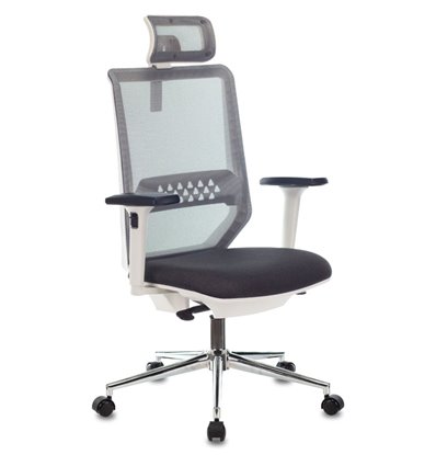 Кресло Бюрократ MC-W612N-H/DG/417G для руководителя, сетка-ткань, цвет серый, белый пластик